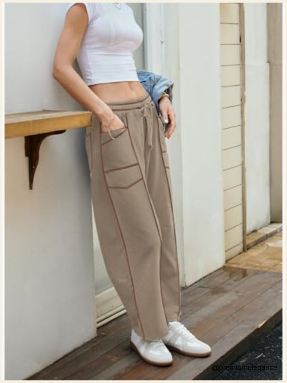 Baggy Wide Leg Palazzo Pants Mid Rise Elastic Waist - Picture 4 of 7